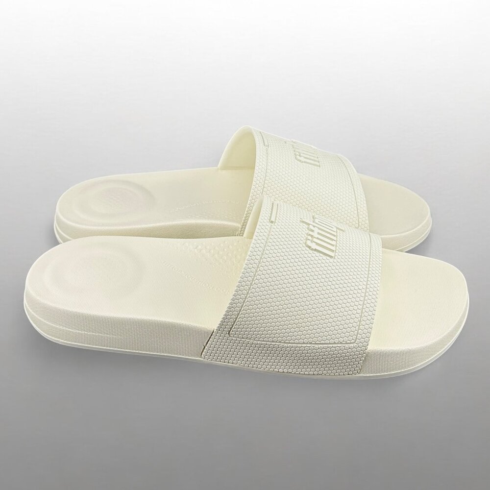 FitFlop Iqushion Women's Rubber Comfort Slides Slippers Size US 9 Off-white NIB